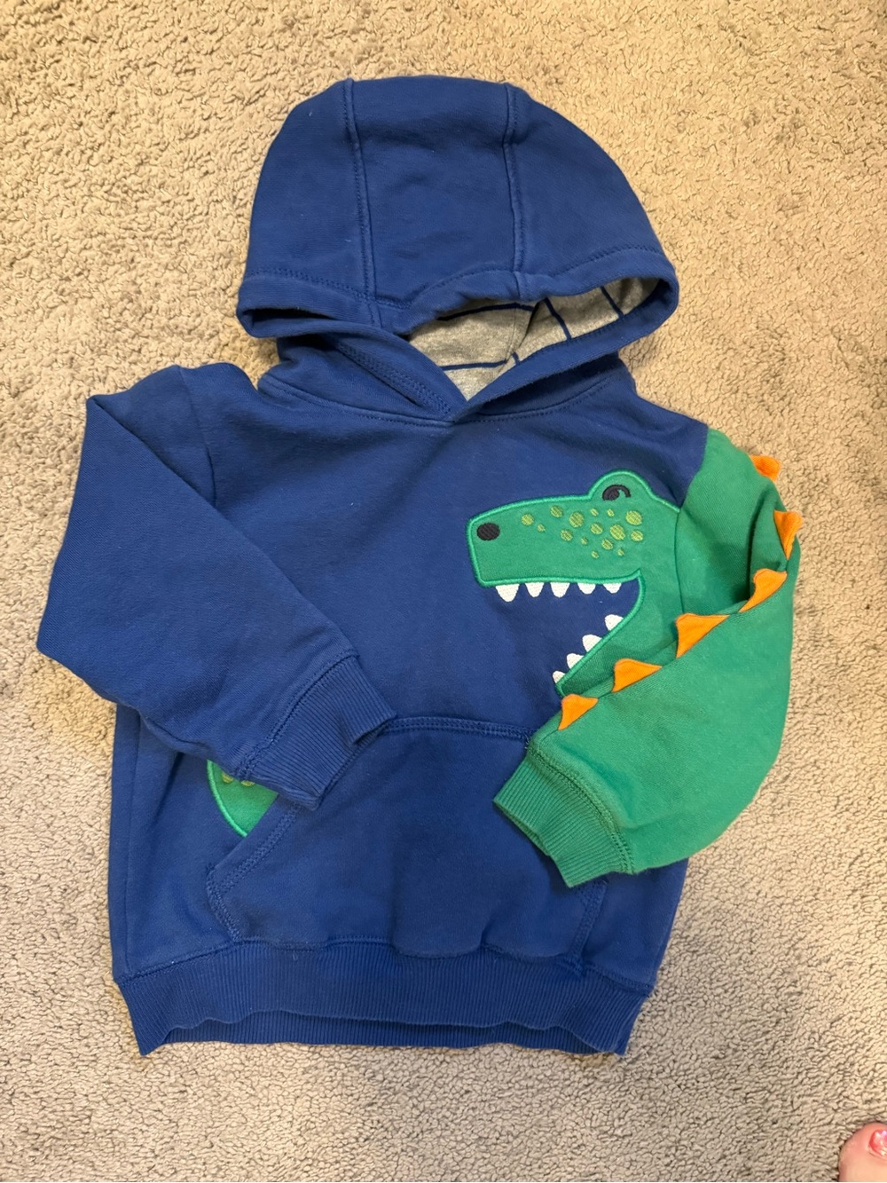 Gymboree Blue Hoodie with Green Dino sleeve